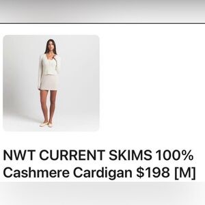 SKIMS 100% Cashmere Button-Up Cardigan in Cream sz Med